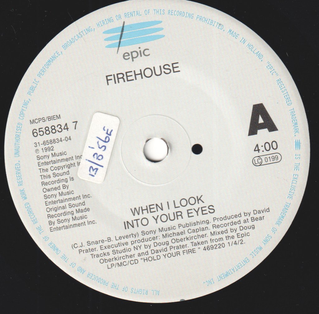 Firehouse - When I Look Into Your Eyes - 7 Inch