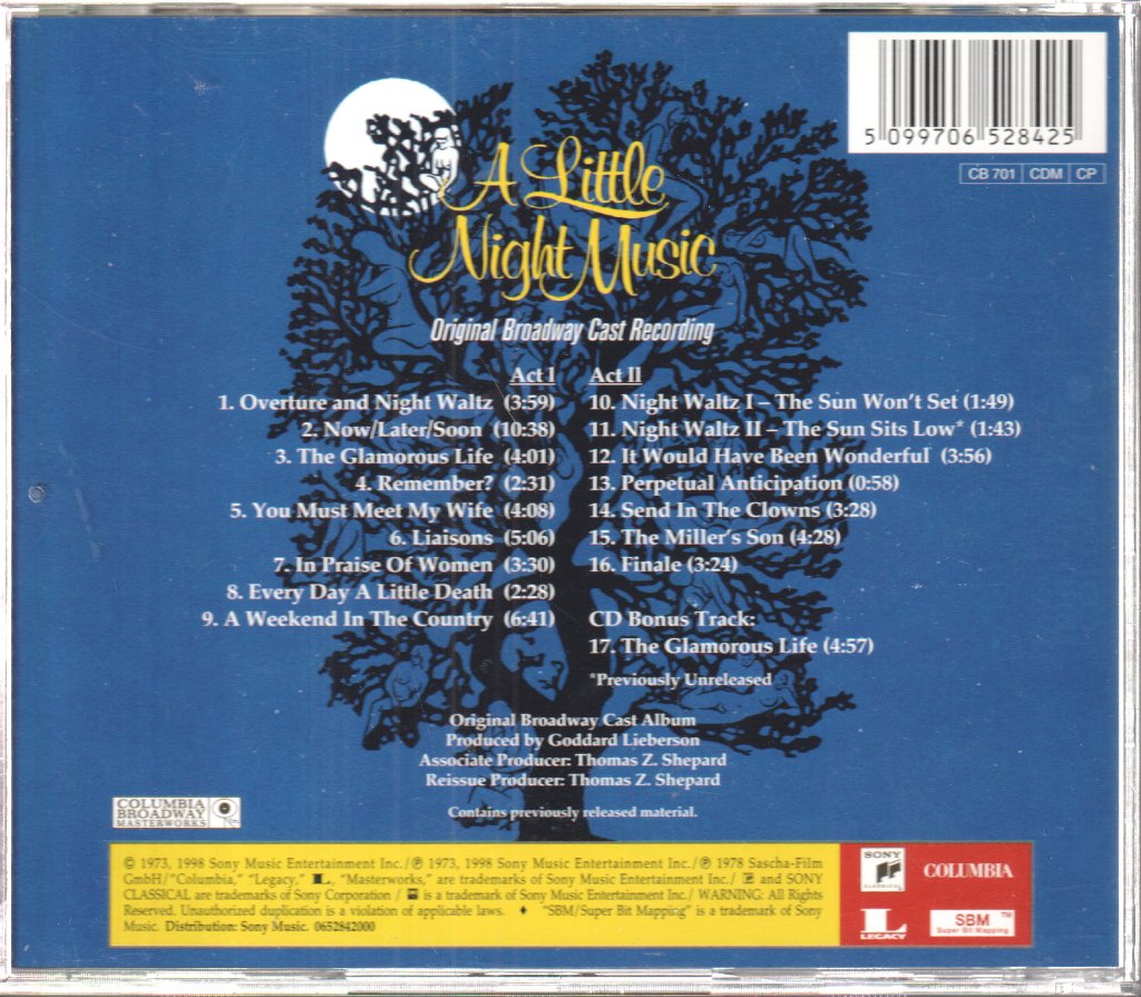 A Little Night Music Original Broadway Cast, Company - Sondheim - A Little Night Music (Original Broadway Cast Recording) - Cd