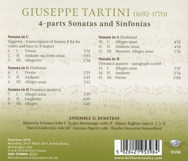 Tartini Il Demetrio Maurizio Schiavo - 4-Parts Sonatas And Sinfonias - Cd