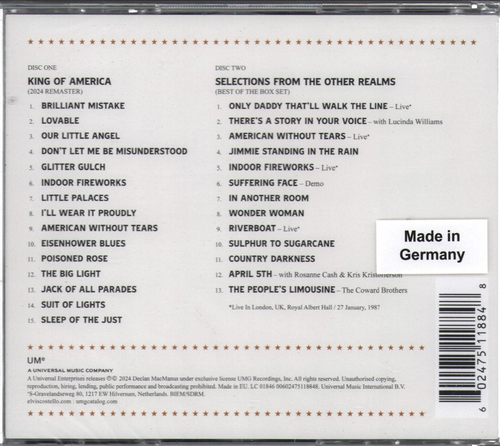 Elvis Costello - King of America & Other Realms - Double Cd