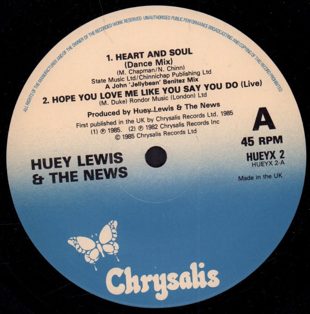 Huey Lewis And The News - Heart And Soul Ep - 12 Inch
