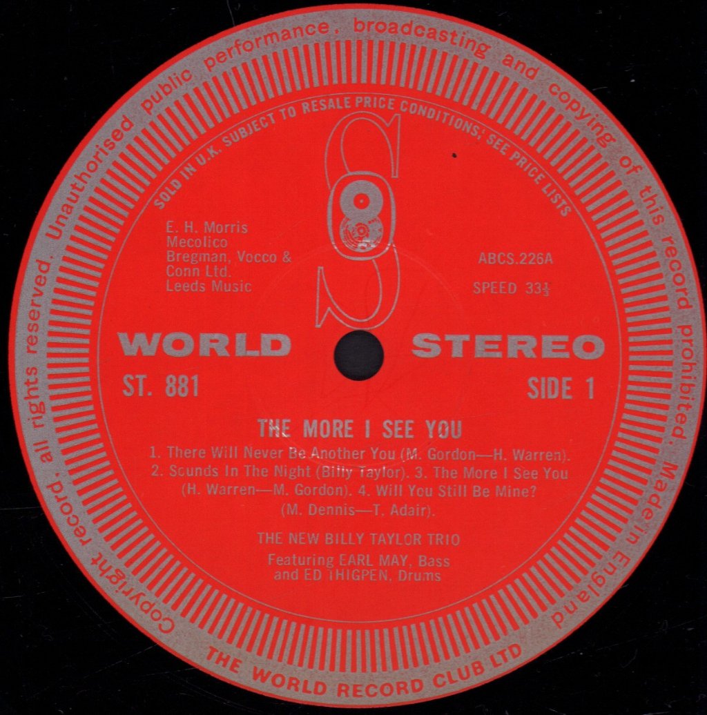 Billy Taylor Trio - More I See You - Lp