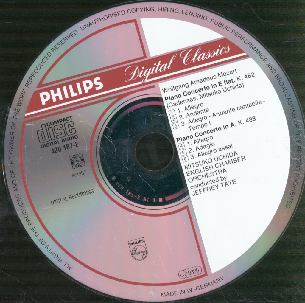 Mitsuko Uchida, English Chamber Orchestra, Jeffrey Tate - Mozart - Piano Concertos No.22 KV482, No.23 KV488 - Cd