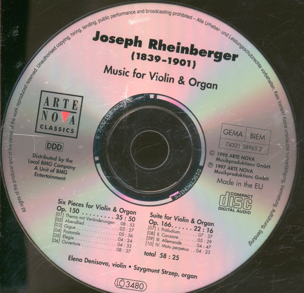 Elena Denisova, Szygmunt Strzep - Joseph Reinberger - Six Pieces For Violin & Organ Op. 150 / Suite For Violin & Organ Op. 166 - Cd