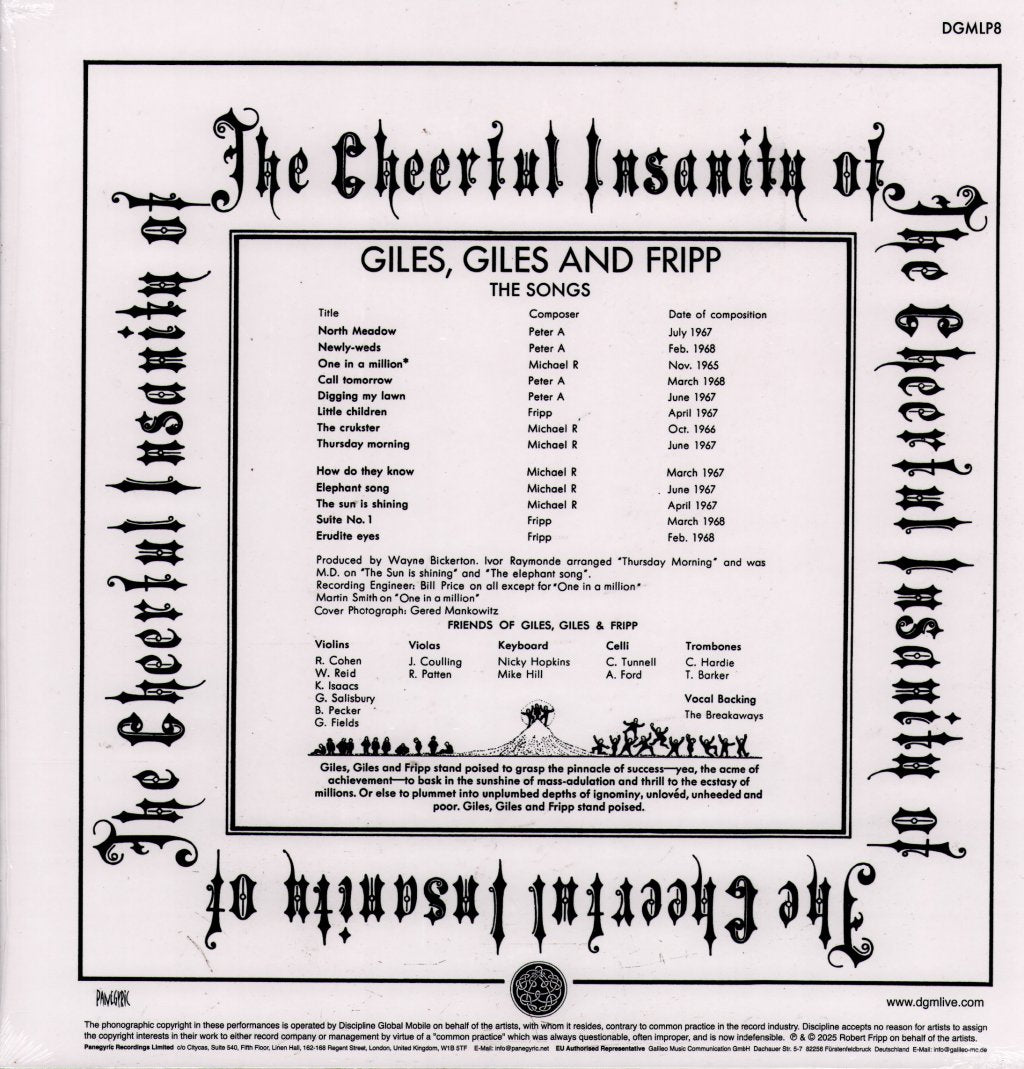 Giles, Giles And Fripp - Cheerful Insanity of Giles, Giles and Fripp - Lp