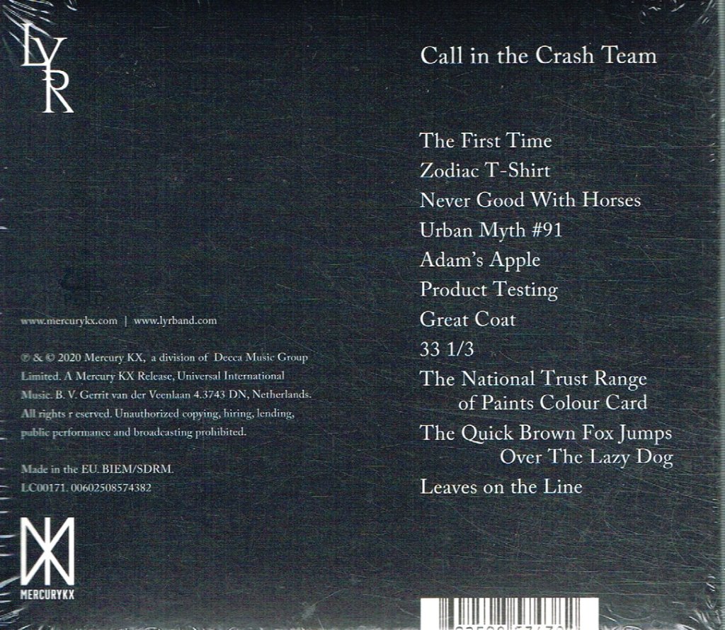 LYR (simon armitage) - Call In The Crash Team - Cd