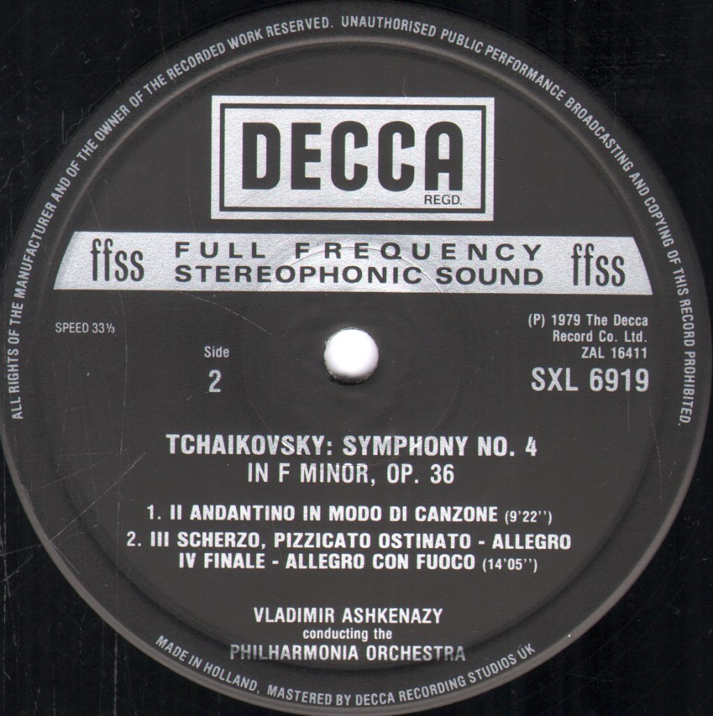 Vladimir Ashkenazy / Philharmonia Orchestra - Tchaikovsky - Symphony No.4 - Lp