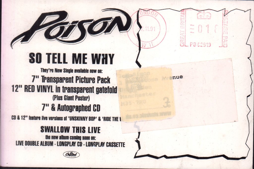Poison - so tell me why - Card