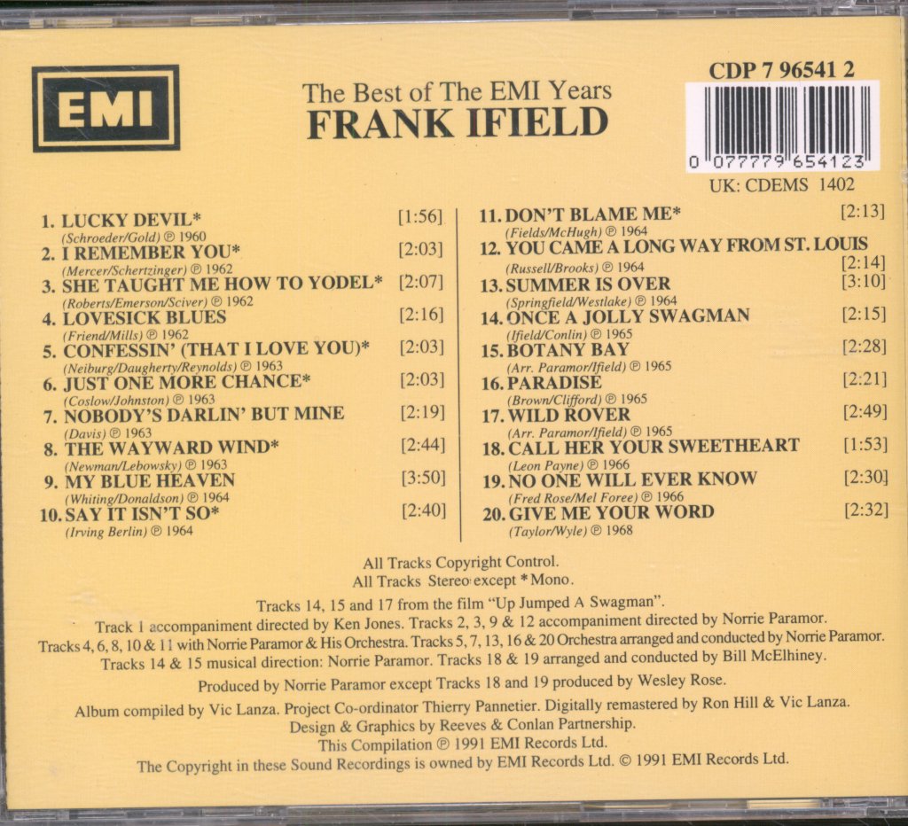 Frank Ifield - Best Of The EMI Years - Cd