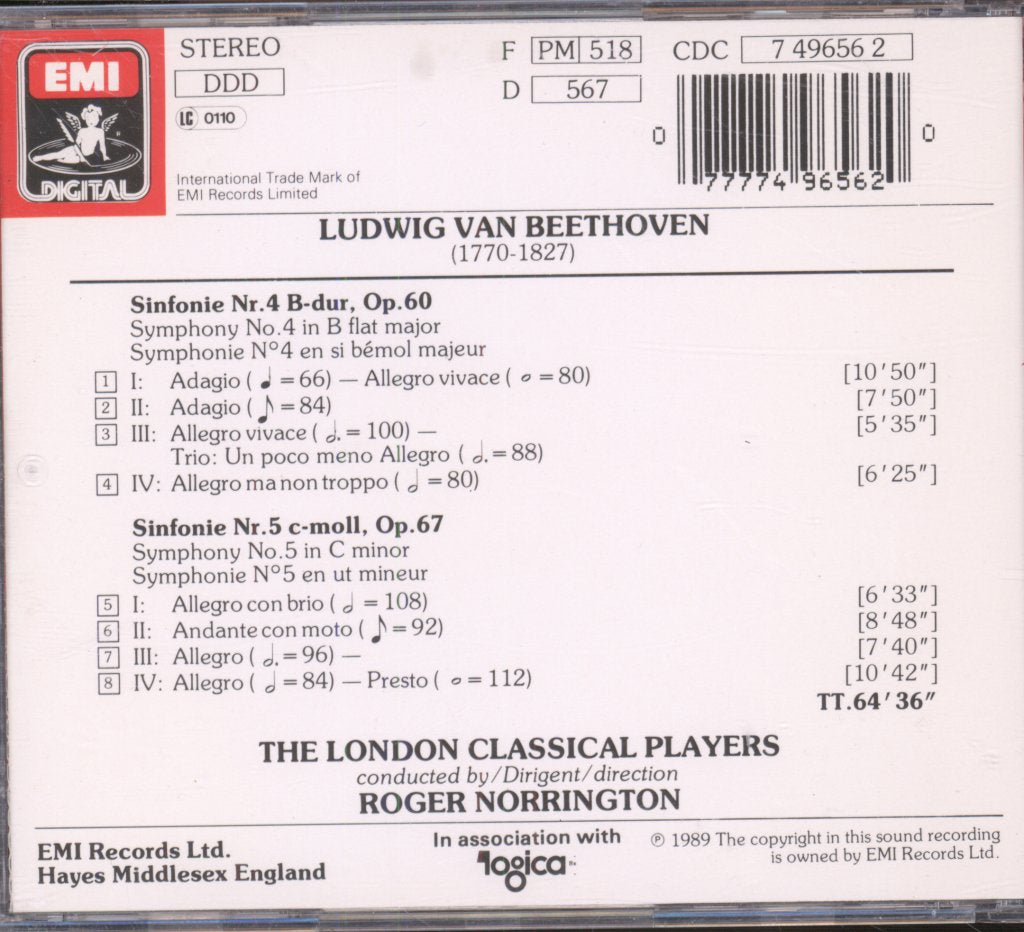 London Classical Players, Roger Norrington - Symphonies 4 & 5 - Cd