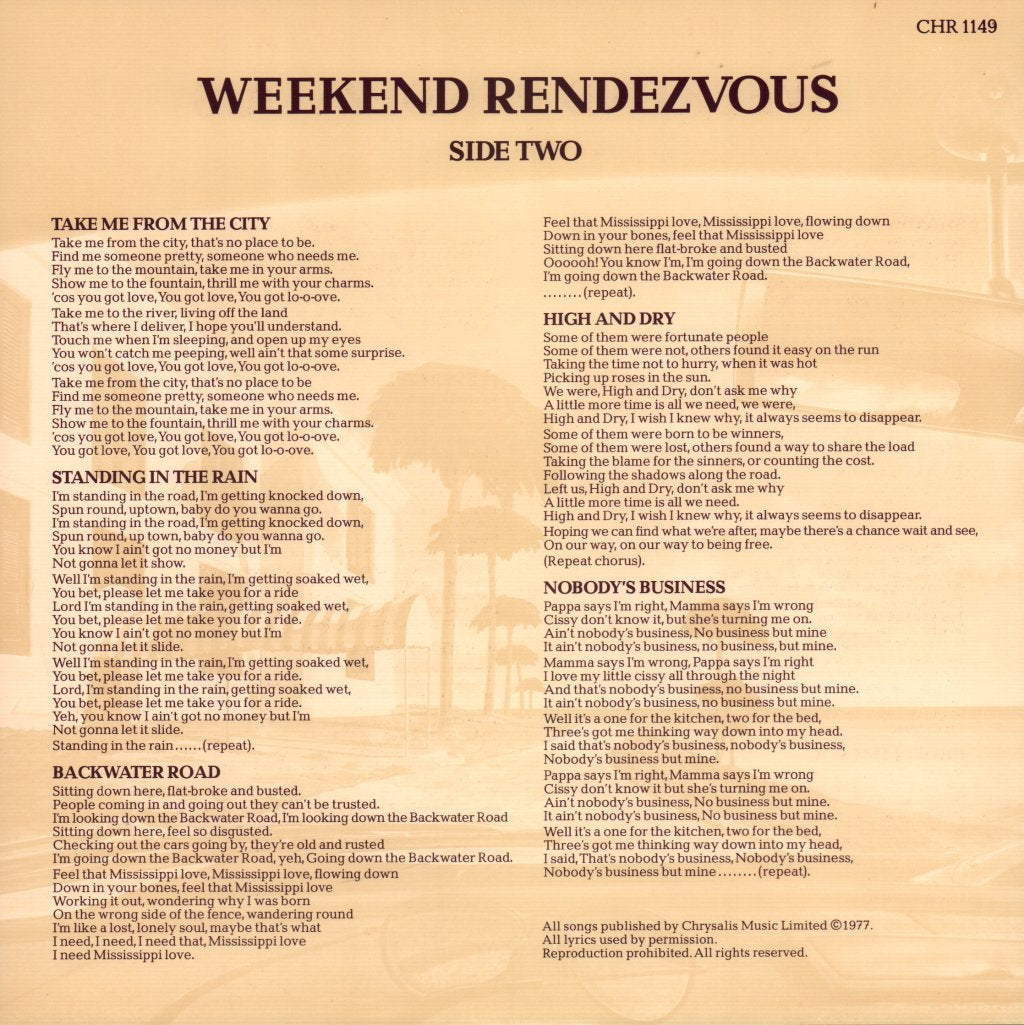 Racing Cars - Weekend Rendezvous - Lp