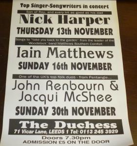 Nick Harper/Iain Matthews - Duchess Leeds Handbill Poster - Poster