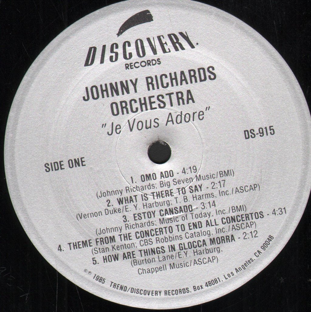 Johnny Richards And His Orchestra - Je Vous Adore - Lp