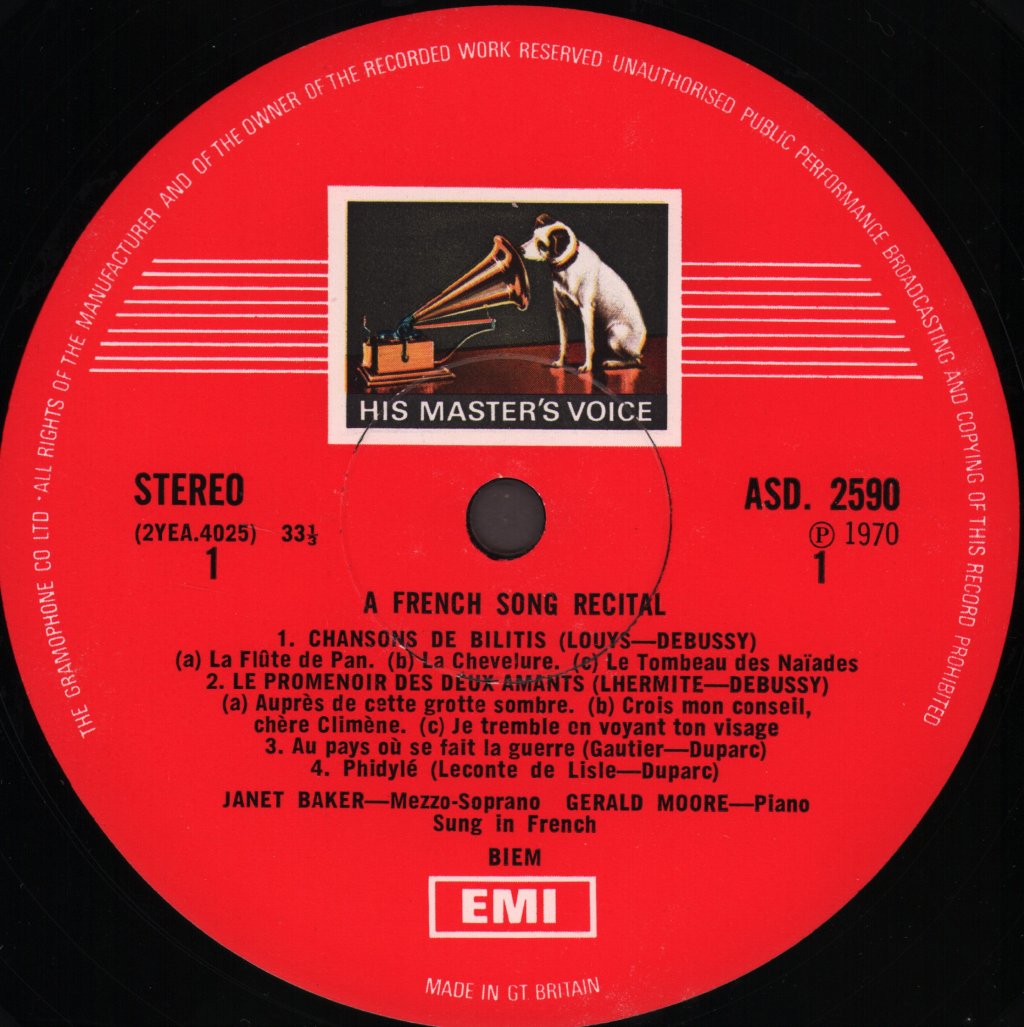 Janet Baker / Gerald Moore - A French Song Recital - Debussy / Fauré / Duparc - Lp