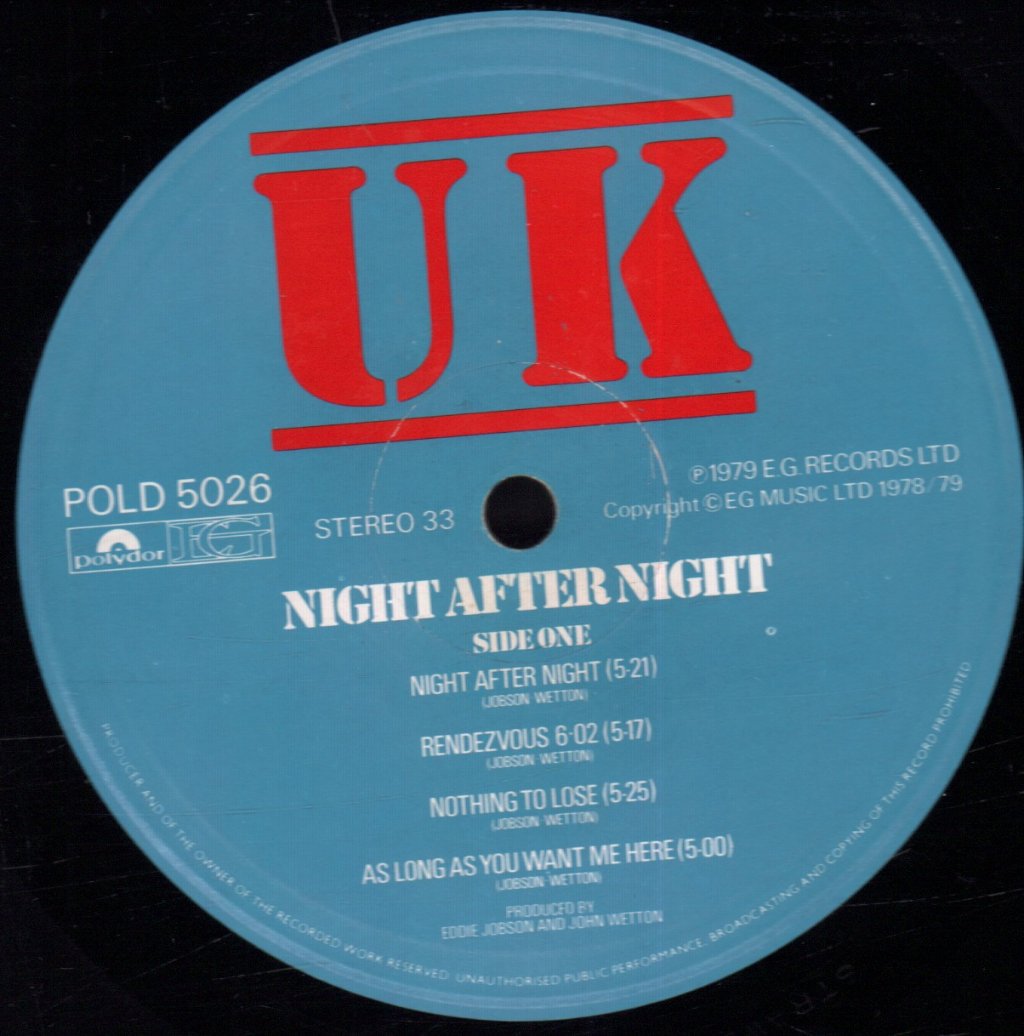 Uk (Prog/Rock Group) - Night After Night - Lp