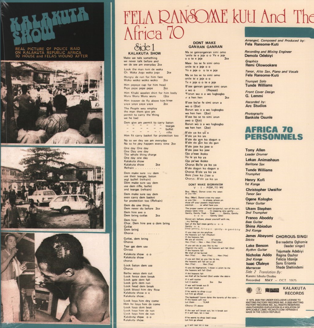 Fela Ransome-Kuti And The Africa 70 - Kalakuta Show - Lp