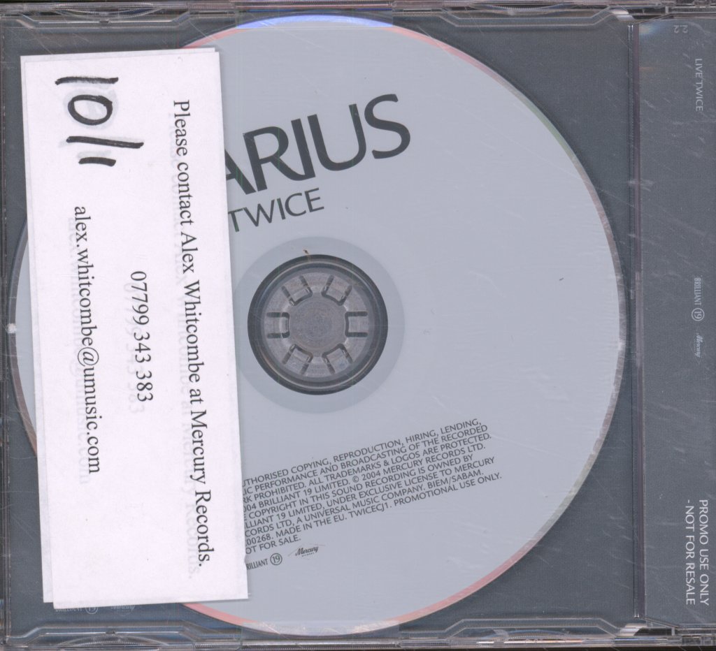 Darius (Male Pop) - Live Twice - Cd