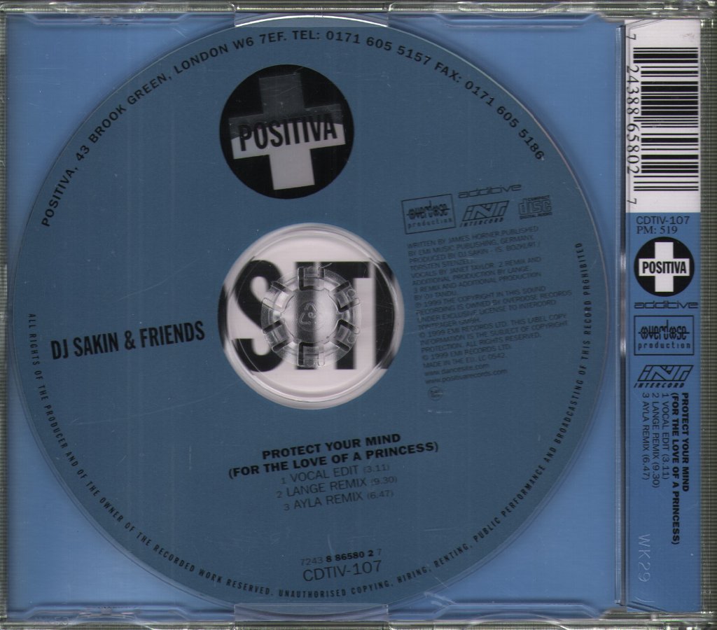 Dj Sakin And Friends - Protect Your Mind (For The Love Of A Princess) - Cd