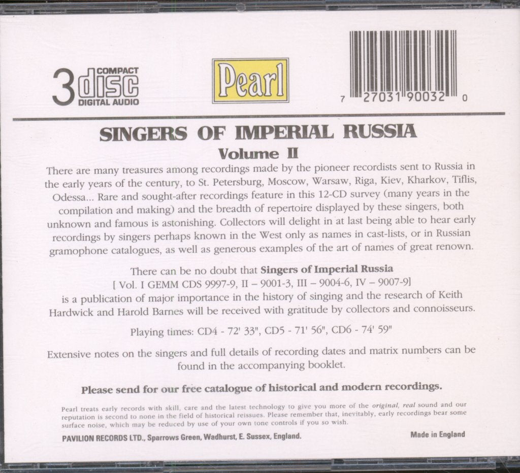 Various Artists - Singers Of Imperial Russia Volume II - Triple Cd