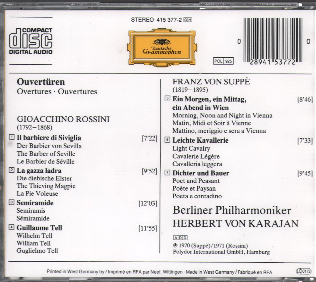 Gioacchino Rossini - Overtüren - Cd