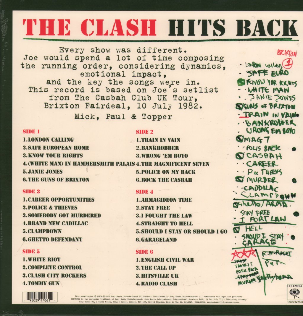 Clash - Hits Back - Triple Lp