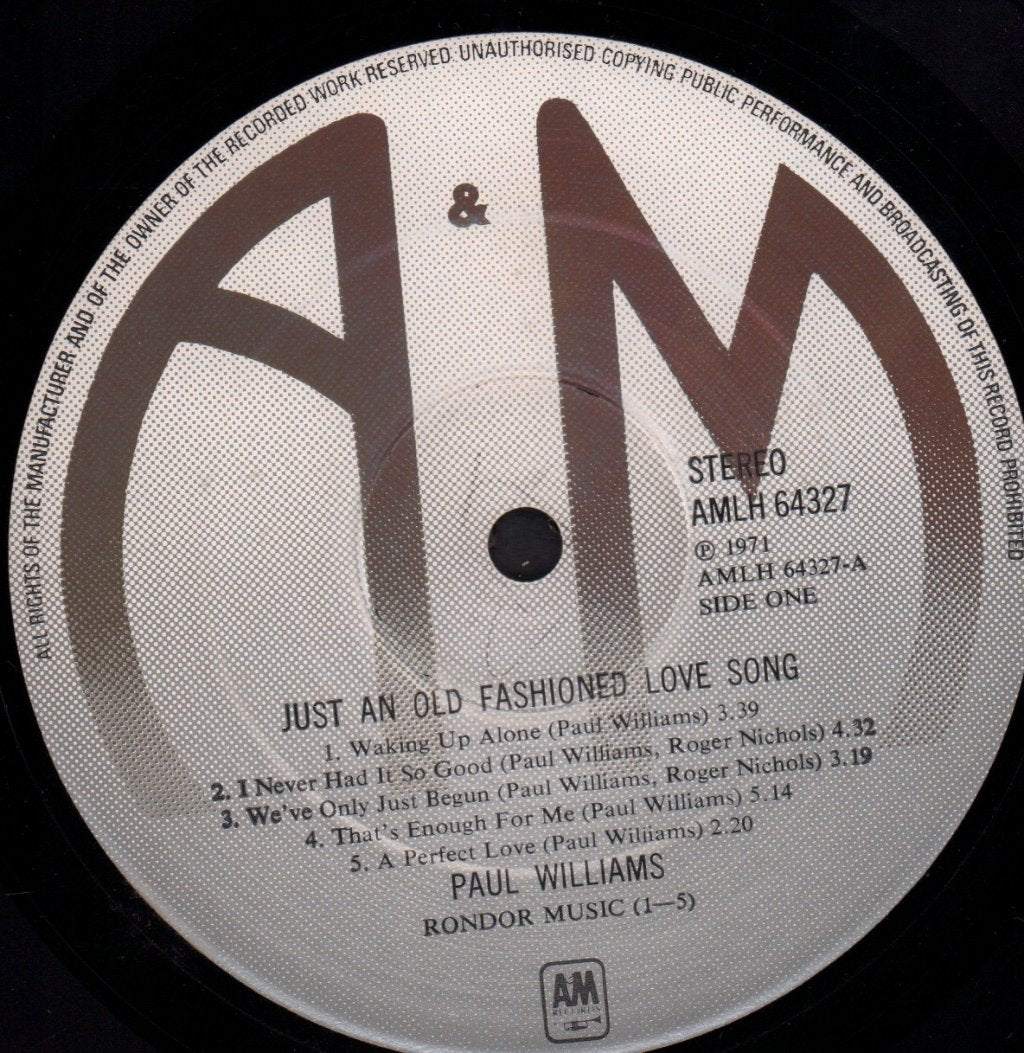 Paul Williams - Just An Old Fashioned Love Song - Lp