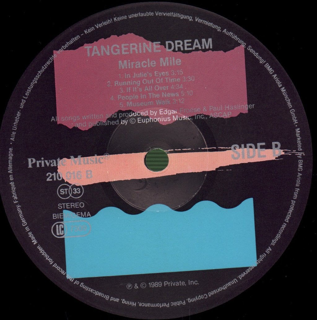 Tangerine Dream - Miracle Mile (Original Soundtrack) - Lp