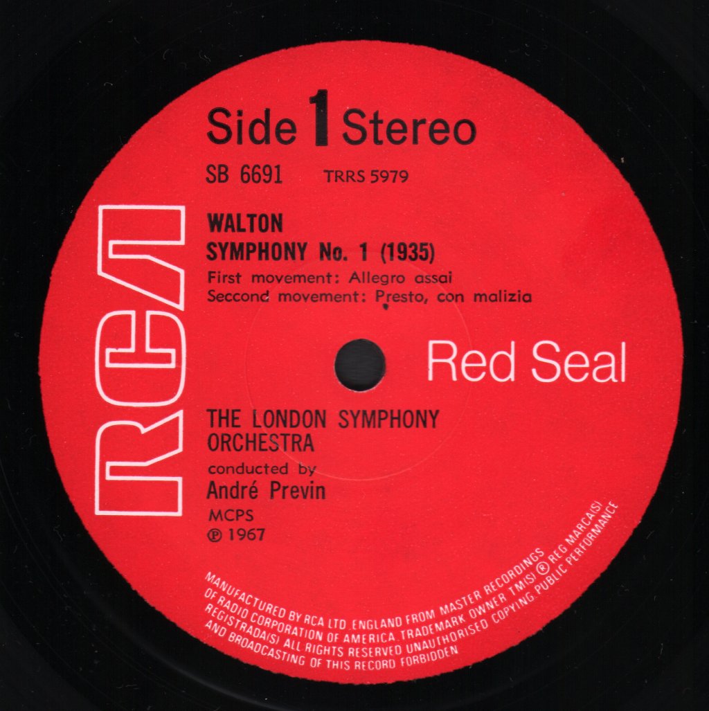 Andre Previn / London Symphony Orchestra - Walton - Symphony No.1 - Lp