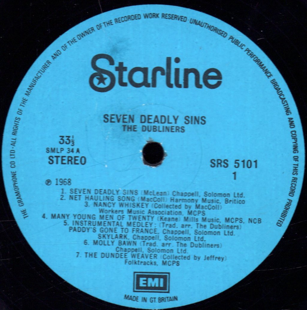 Dubliners - Seven Deadly Sins - Lp