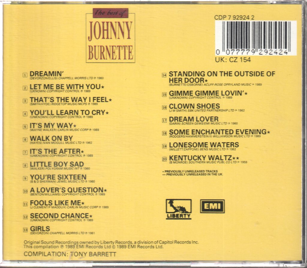 Johnny Burnette - Best Of Johnny Burnette - Cd