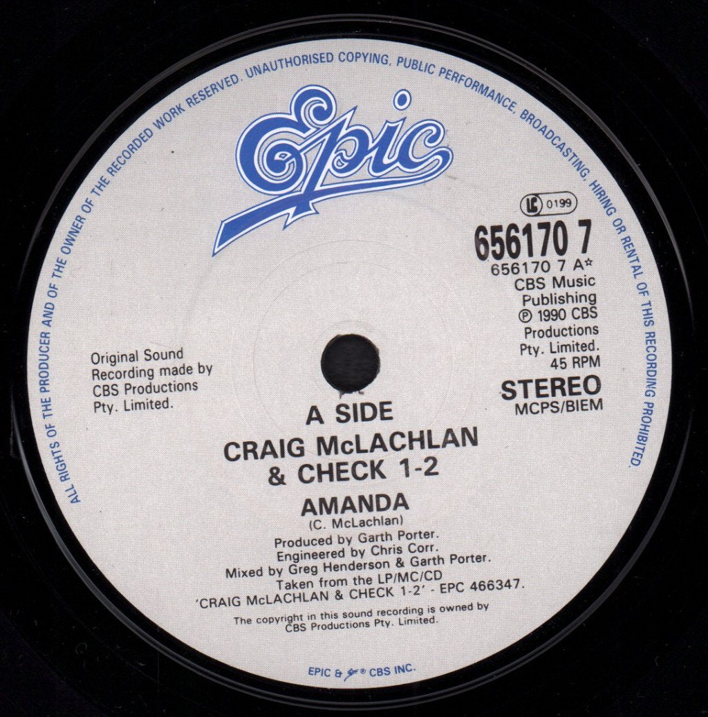 Craig Mclachlan And Check 1-2 - Amanda - 7 Inch