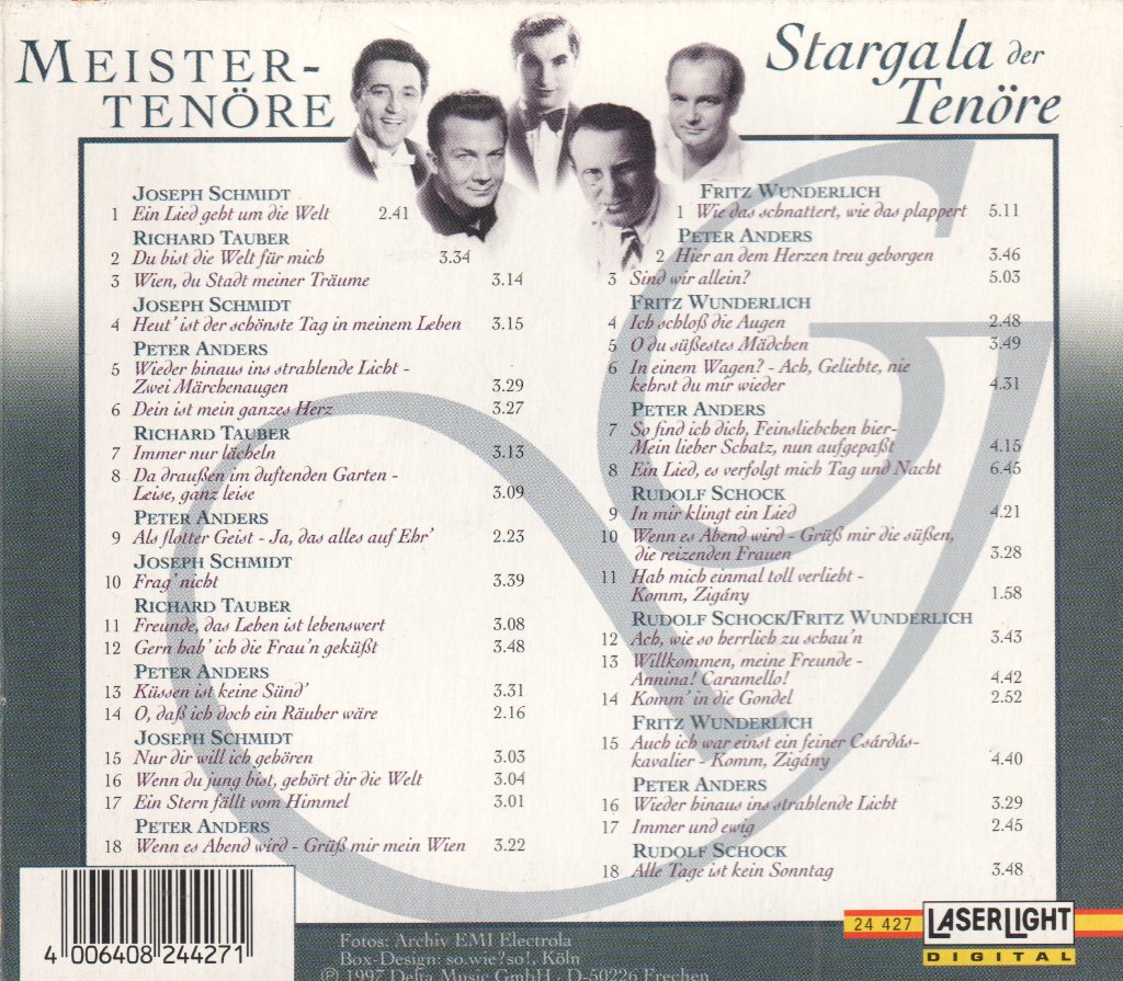 Joseph Schmidt, Richard Tauber, Peter Anders - Gala der Tenöre - Cd Set