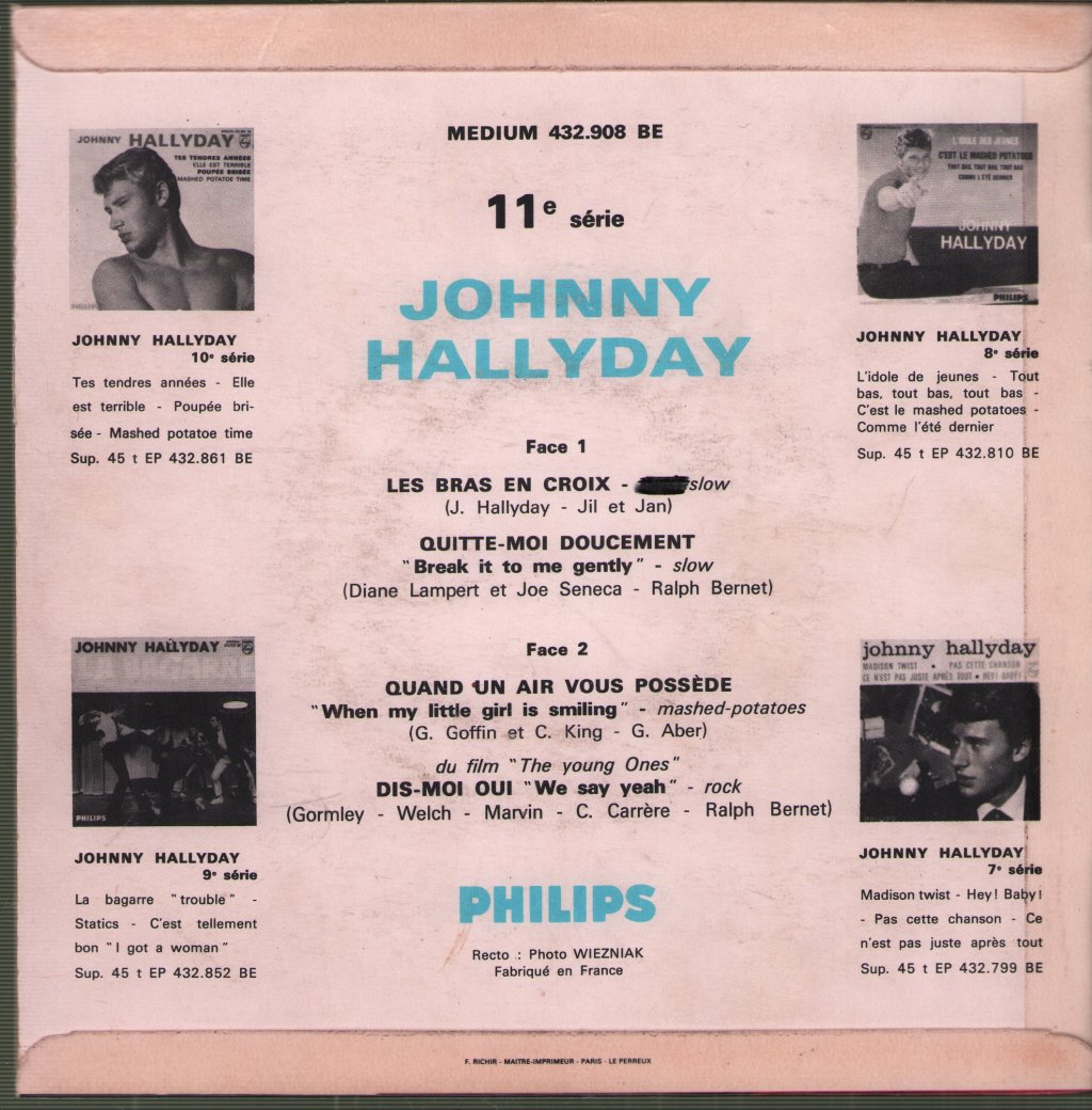 Johnny Hallyday - Les Bras En Croix - 7 Inch