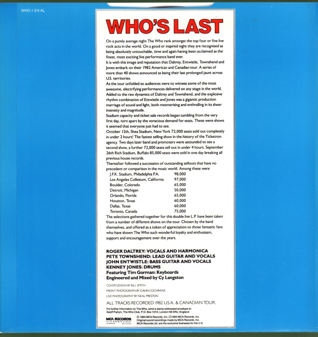 Who - Who's Last - Double Lp