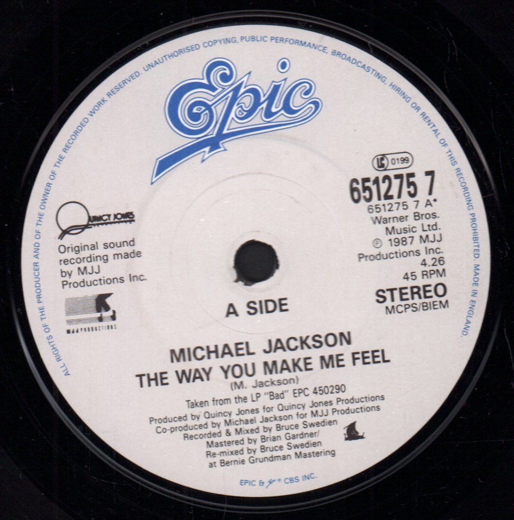 Michael Jackson - Way You Make Me Feel - 7 Inch