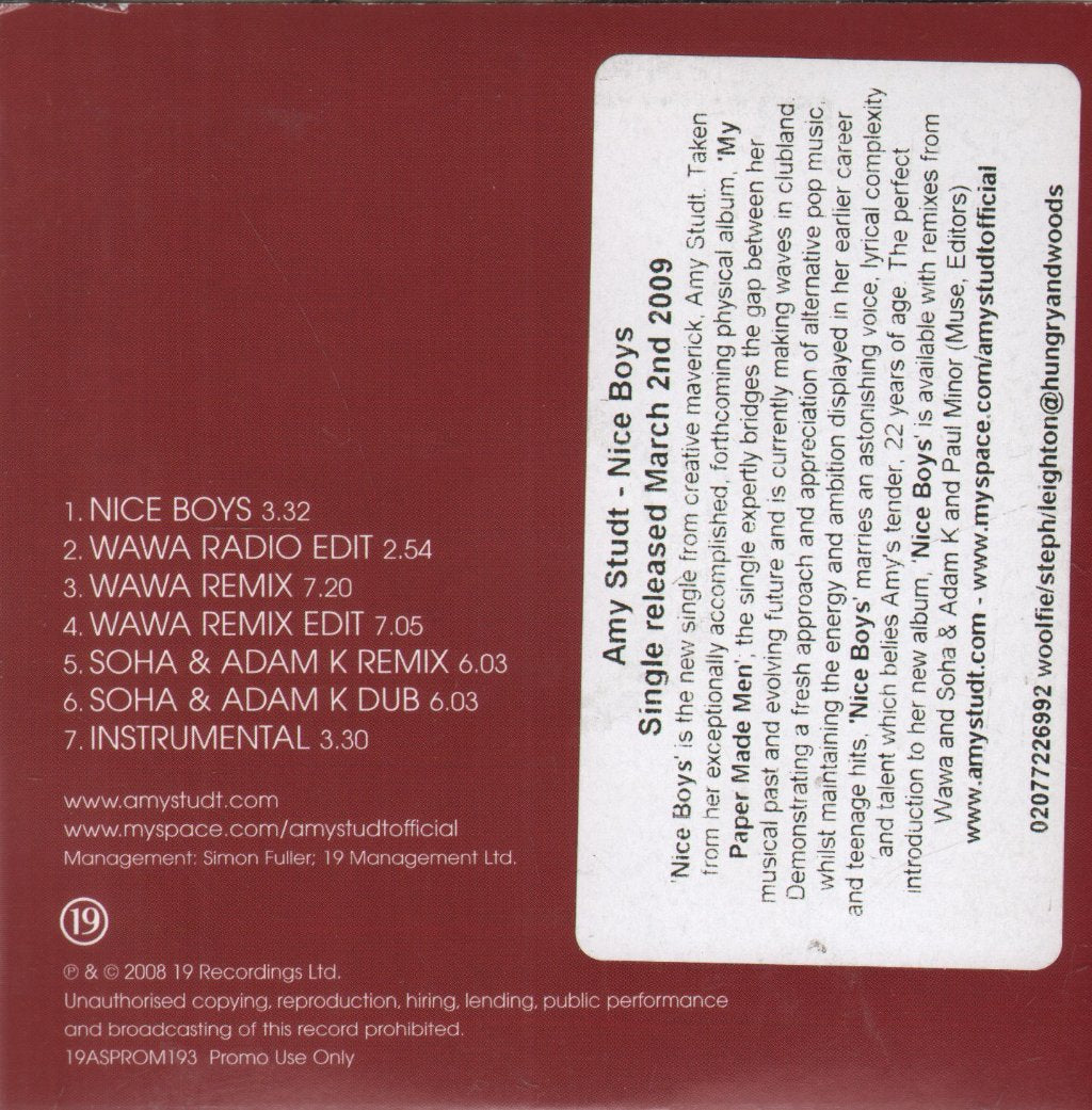 Amy Studt - Nice Boys - Cd