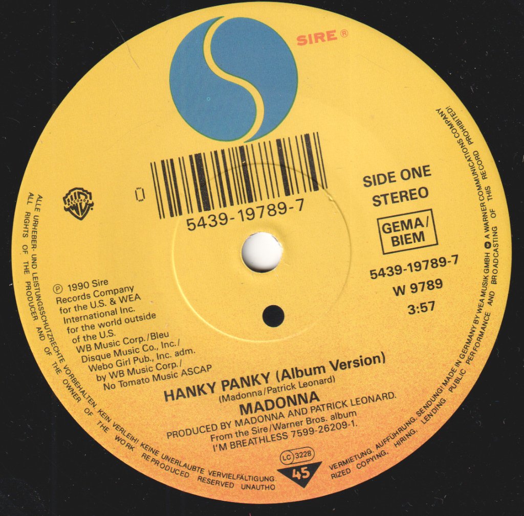 Madonna - Hanky Panky - 7 Inch