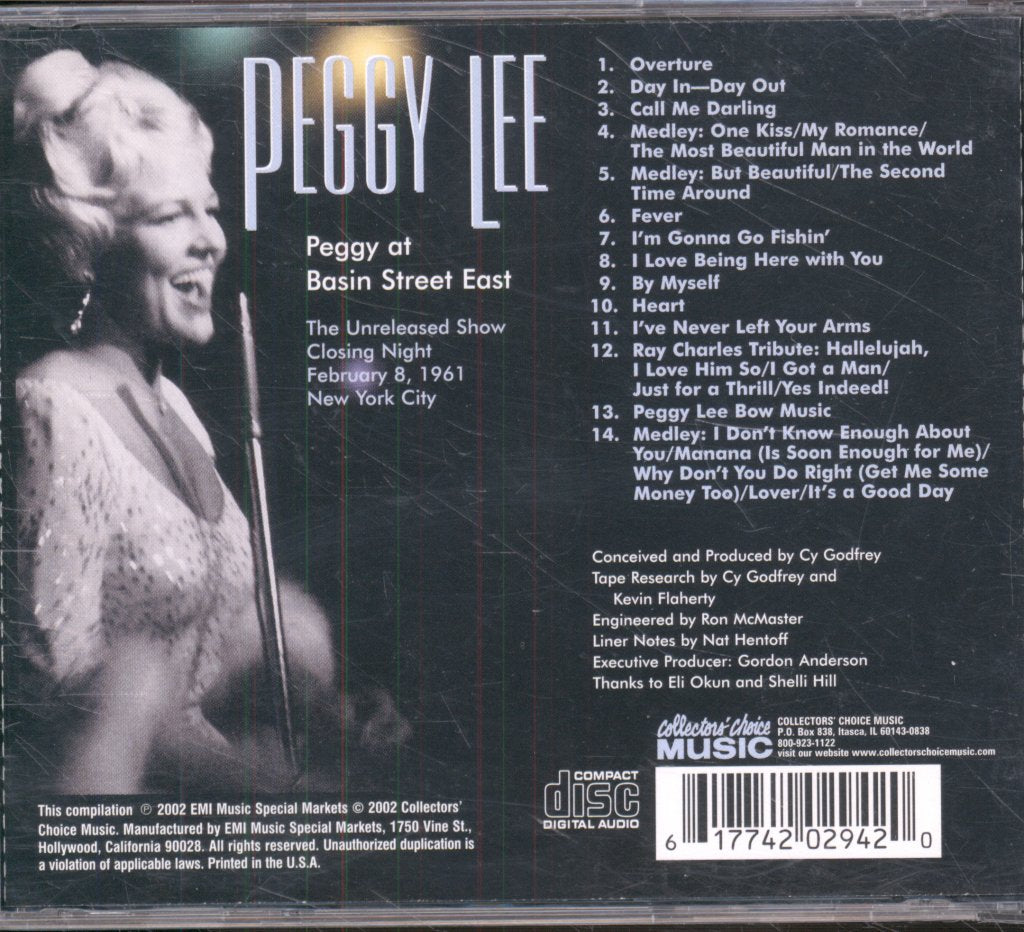 Peggy Lee - Peggy At Basin Street East - Cd