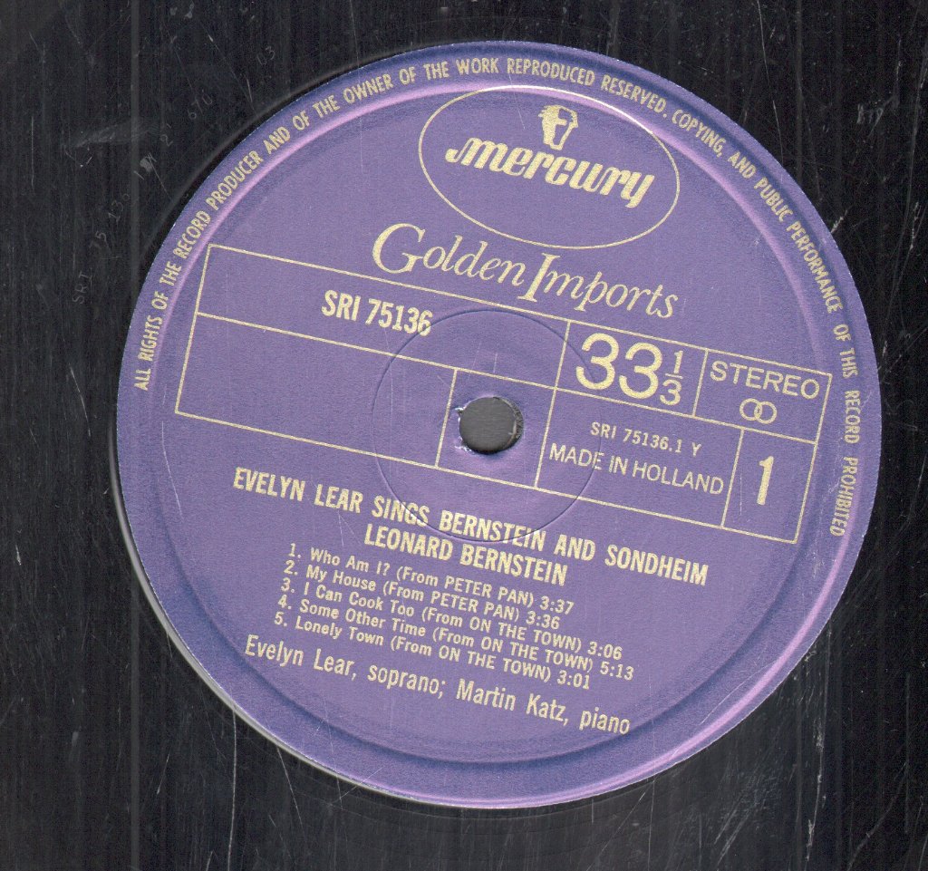 Evelyn Lear - Sings Sondheim And Bernstein - Lp