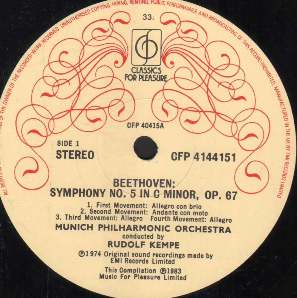Rudolf Kempe / Munich Philharmonic Orchestra - Beethoven - Symphony No.5 / Symphony No.8 - Lp