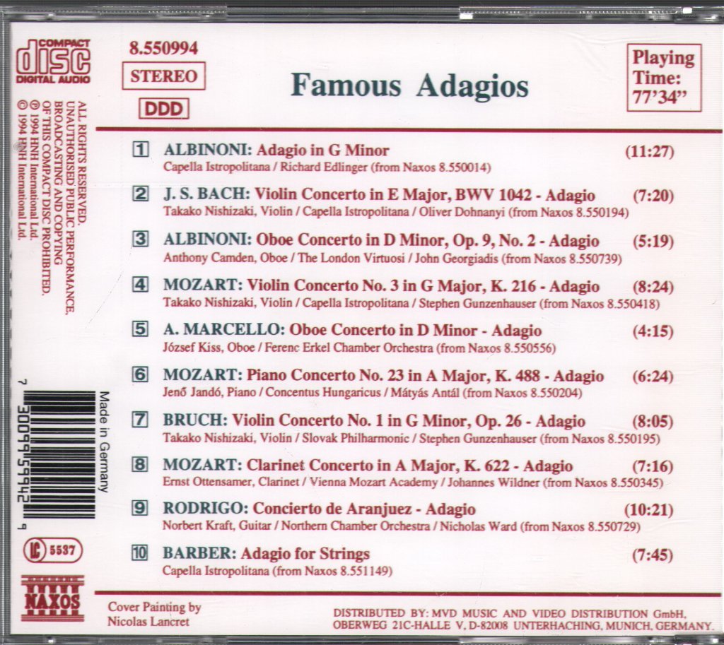 Various Artists - Famous Adagios - Cd