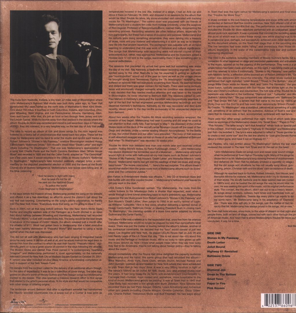 John Cougar Mellencamp - Performs Trouble No More Live At Town Hall - Lp