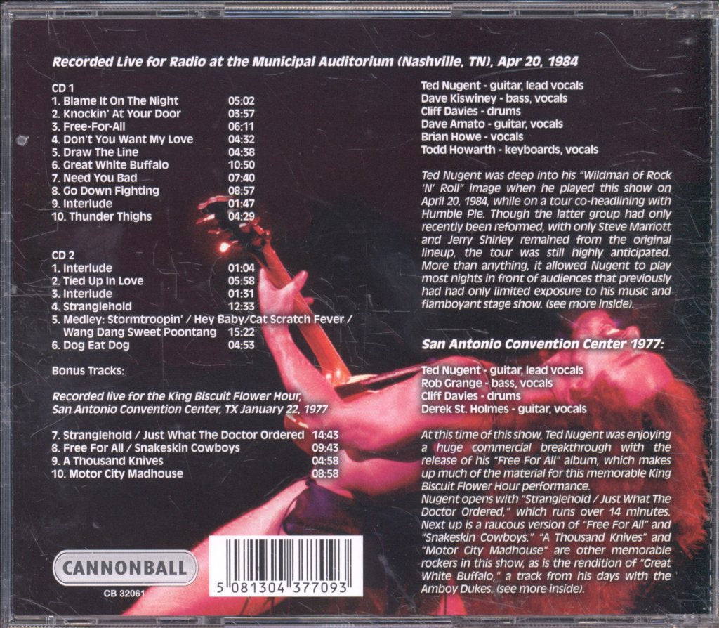 Ted Nugent - Gonzo Goes Live Again - Double Cd