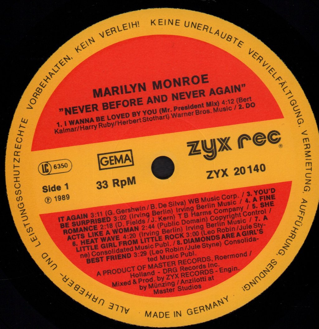 Marilyn Monroe - Never Before And Never Again - Lp