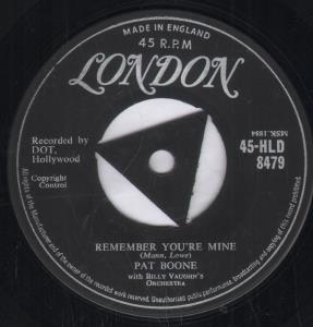 Pat Boone - Remember You're Mine - 7 Inch