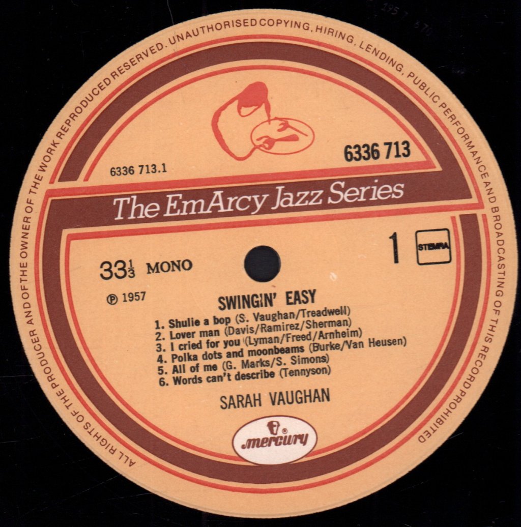 Sarah Vaughan And Her Trio - Swingin' Easy - Lp