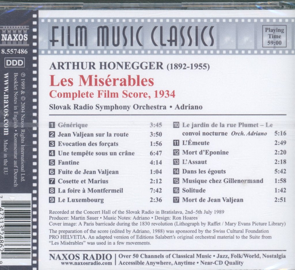 Arthur Honegger / Slovak Radio Symphony Orchestra - Les Misérables (Complete Film Score) - Cd