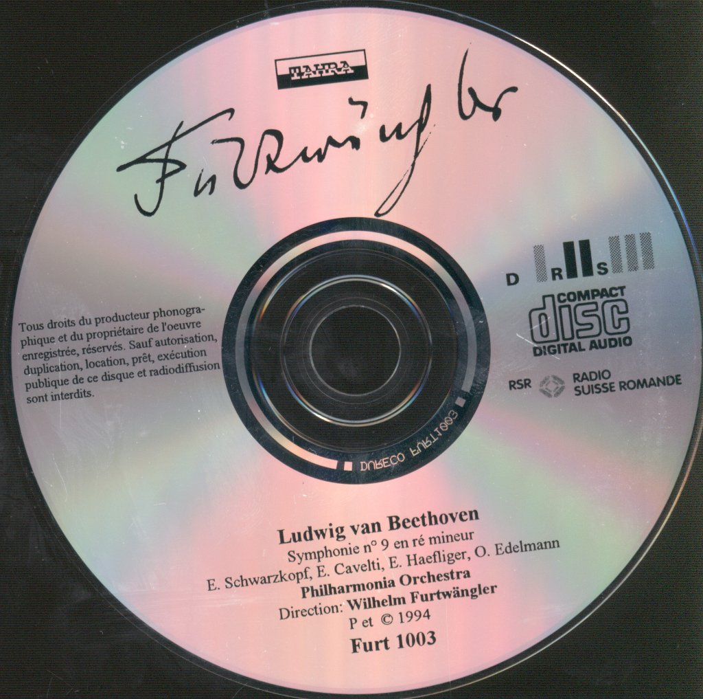 Wilhelm Furtwängler, Philharmonia Orchestra - Beethoven - Symphonie Nº 9 Lucerne, Philharmonia Orchestea - 22. VIII 1954 - Cd