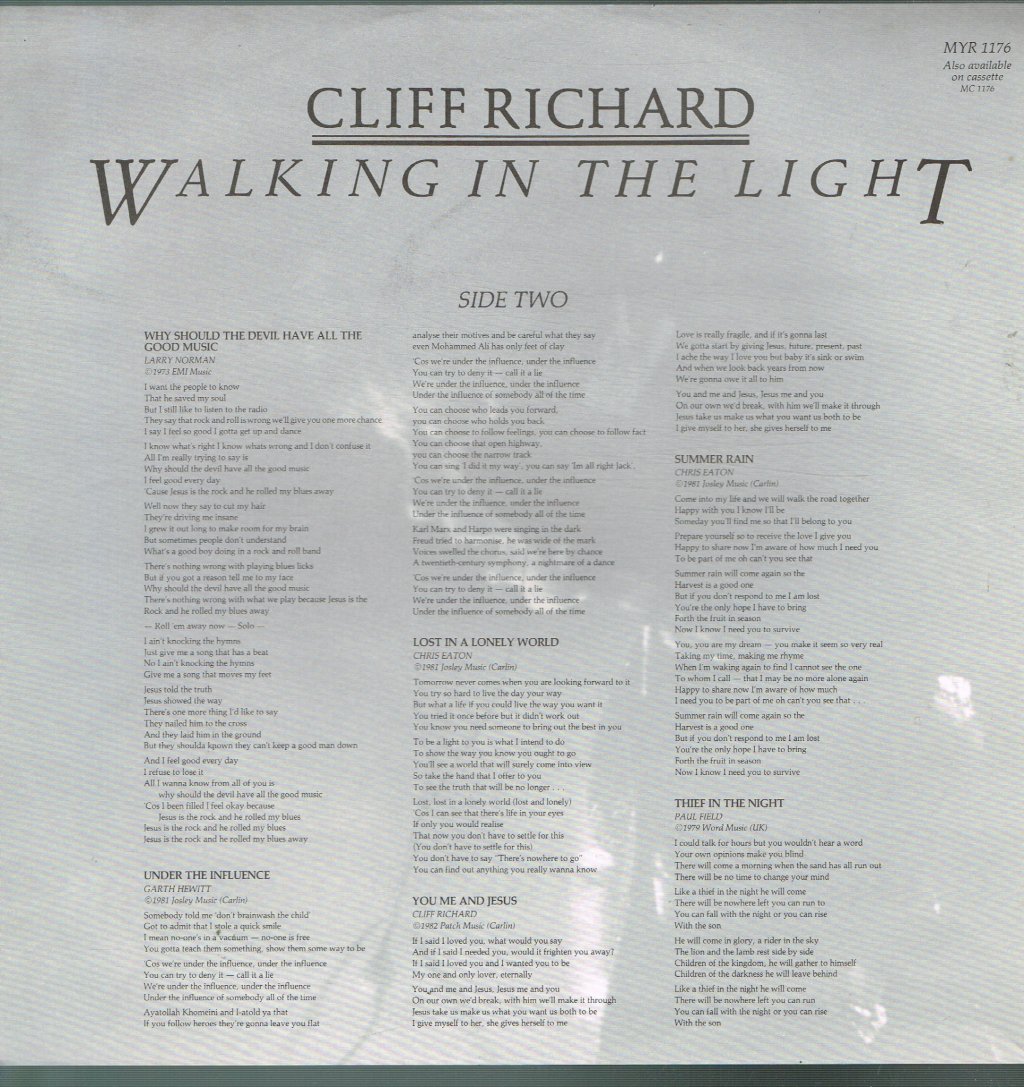 Cliff Richard - Walking In The Light - Lp