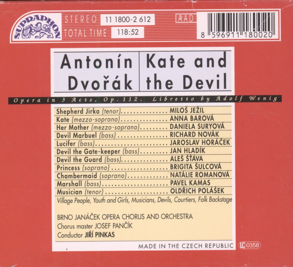 Jiří Pinkas, Brno Janáček Opera Chorus & Orchestra - Dvořák - Čert A Káča = Kate And The Devil - Cd Set